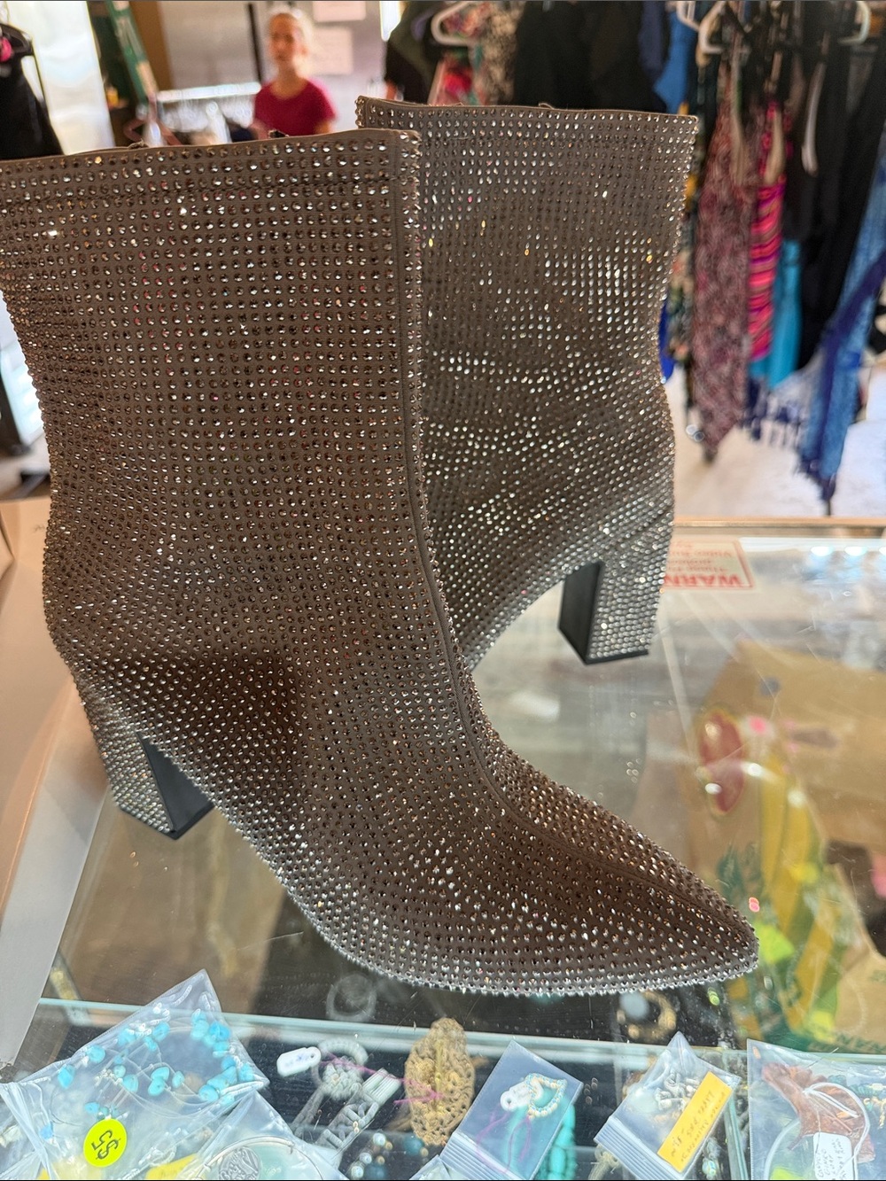 Embellished Silver Ankle Boots - Women's Sparkle Booties
